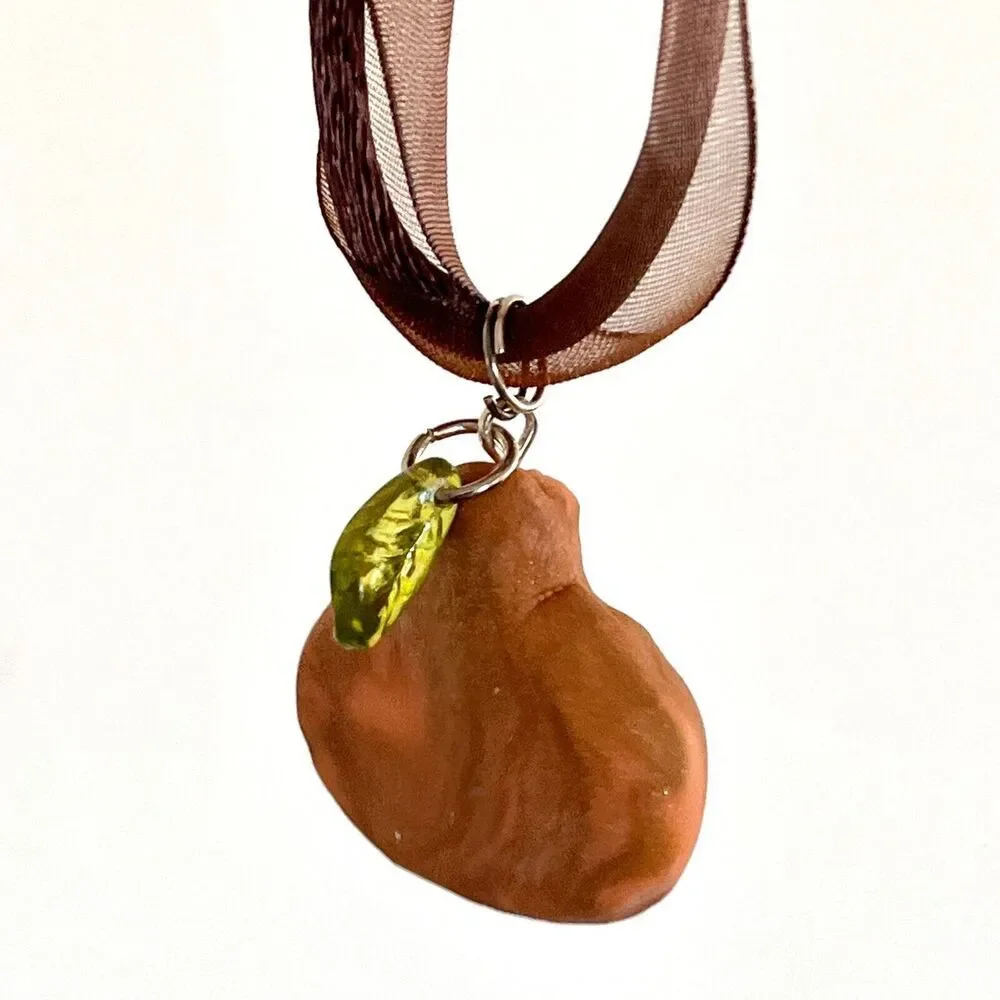 Pumpkin Necklace Polymer Clay Pendant Jack O Lantern Halloween Silver 925 Clasp